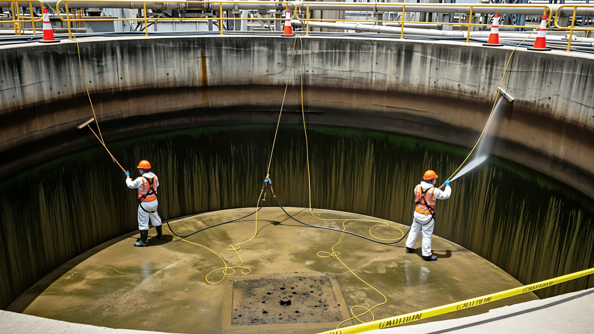 Limpieza de tanques — equipo técnico en planta