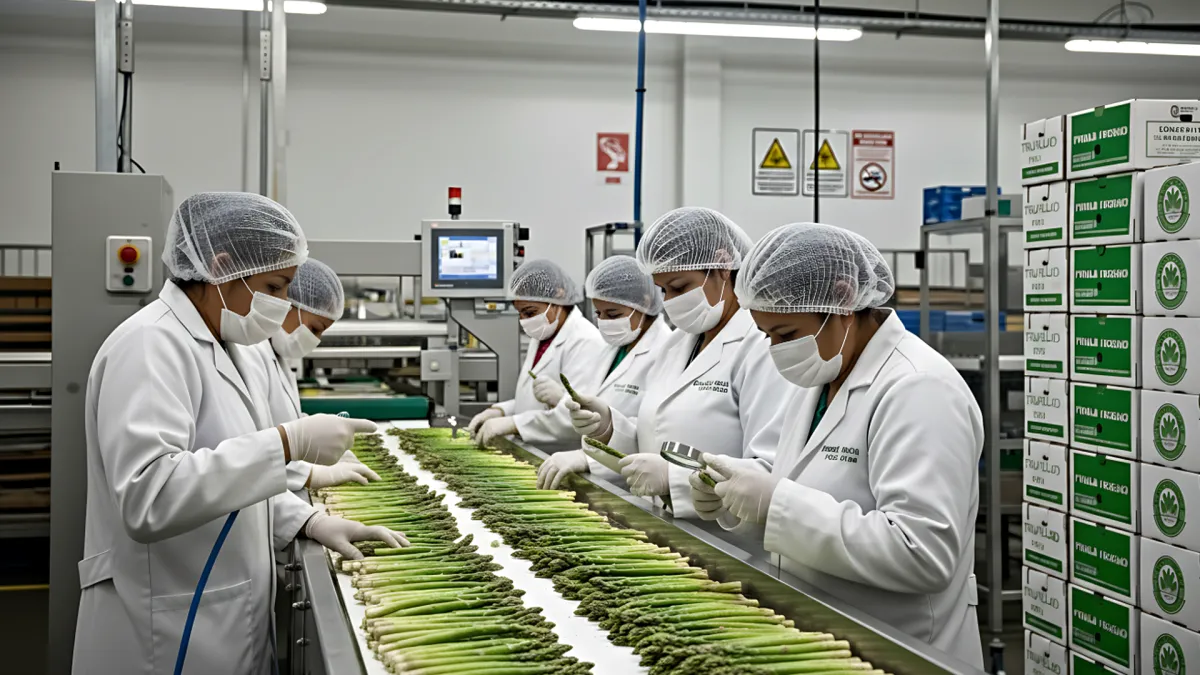 Técnico autorizado por SENASA certificando un tratamiento fitosanitario en un contenedor de agroexportación en Trujillo.